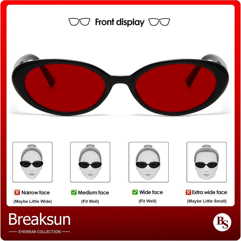 Breaksun Retro Oval Sunglasses for Women Men Fashion Small Oval Sunglasses 90s Vintage Shades - Image 3