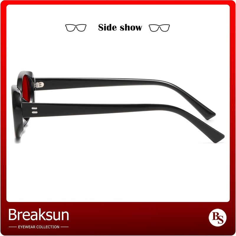 Breaksun Retro Oval Sunglasses for Women Men Fashion Small Oval Sunglasses 90s Vintage Shades - Image 4
