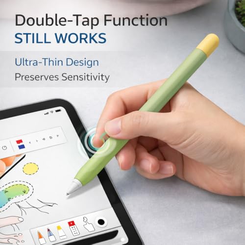 Mizi (2 Pack) Case for Apple Pencil 2nd Generation & Apple Pencil Pro (2024) Cover Premium Silicone Sleeve Skin, USB Charging/Double Tap & Attaching Magnetically - (Pink/Green) - Image 4