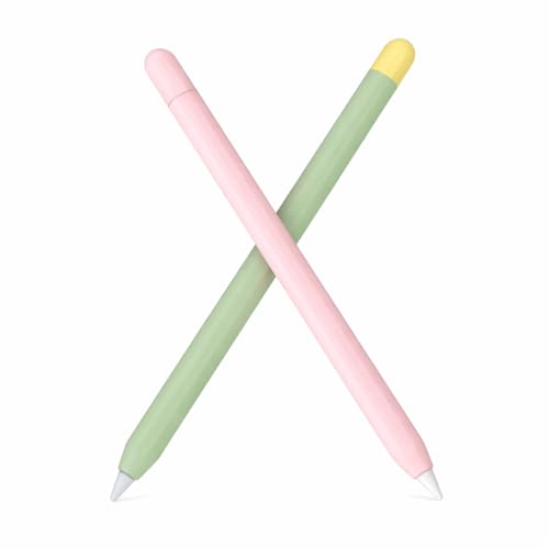Mizi (2 Pack) Case for Apple Pencil 2nd Generation & Apple Pencil Pro (2024) Cover Premium Silicone Sleeve Skin, USB Charging/Double Tap & Attaching Magnetically - (Pink/Green) - Image 1