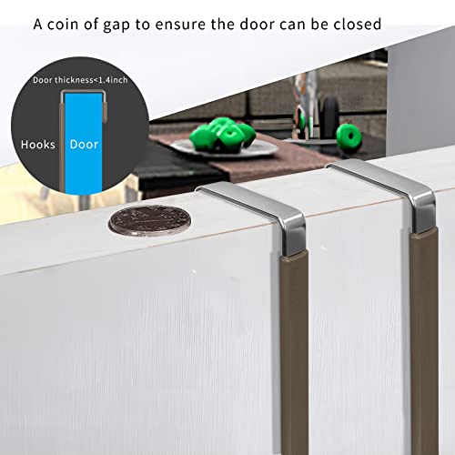 FYY خطافات FYY فوق الباب، 4 عبوات خطافات لتعليق الأبواب مع مطاط لمنع الخدوش، خطافات تنظيم ثقيلة للغرفة المعيشية، الحمام، غرفة النوم لتعليق الملابس، المناشف، القبعات، المعاطف، الحقائب بني - Image 5