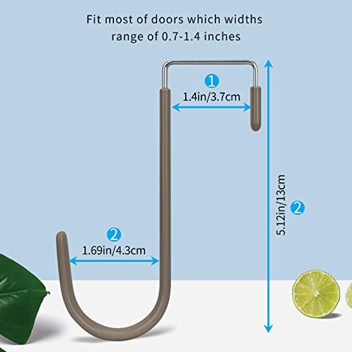 FYY خطافات FYY فوق الباب، 4 عبوات خطافات لتعليق الأبواب مع مطاط لمنع الخدوش، خطافات تنظيم ثقيلة للغرفة المعيشية، الحمام، غرفة النوم لتعليق الملابس، المناشف، القبعات، المعاطف، الحقائب بني - Image 2