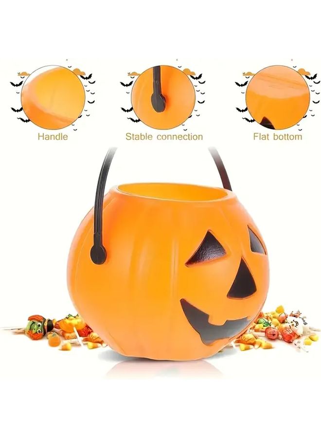 8 Pcs Halloween Pumpkin Candy Bucket Set Polychrome Smiling Face Design Durable PVC Material For Outdoor Parties Trick Or Treating Events Wedding Birthday Festive Candy Party Supplies Easy Clean - Image 4