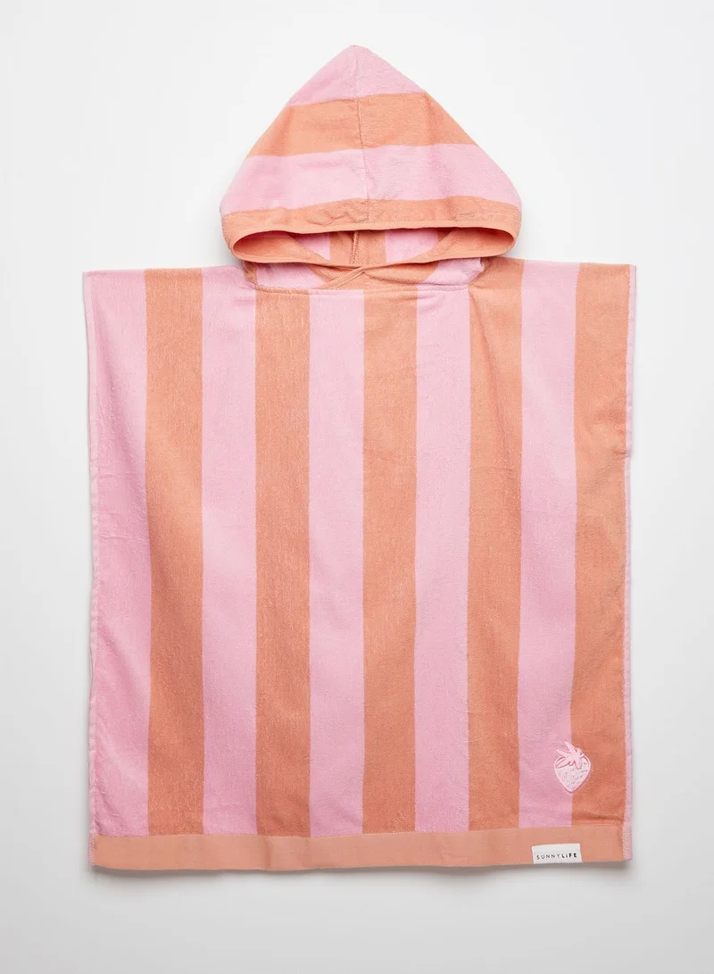 SUNNY LIFE Terry Beach Hooded Towel Sea Seeker Strawberry