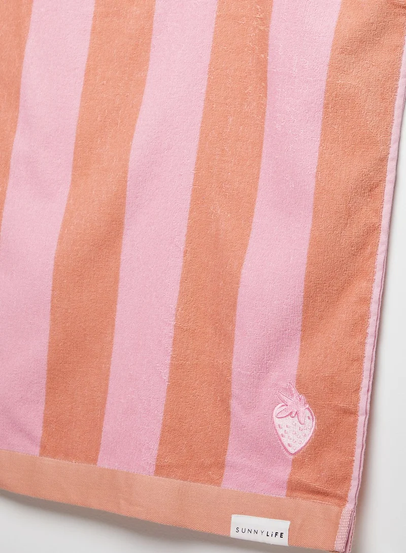 SUNNY LIFE Terry Beach Hooded Towel Sea Seeker Strawberry