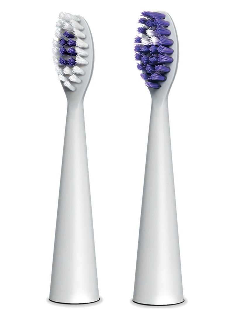 B.Well MED-870 White Replacement Sonic Toothbrush Heads with Medium DuPont Bristles, 2 Pieces - Image 1