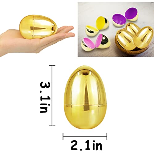 AMENON 50 Pack 31 Large Golden Easter Eggs Fillable Plastic Easter Eggs Bulk Empty Easter Basket Stuffers for Easter Treats Filler Eggs Hunt Supplies Classroom Prize Easter Party Favors Kids Toddler - Image 5