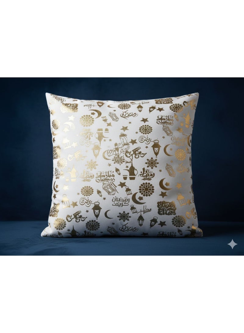 Printed velvet cushion, 2-piece set, Ramadan pillowcase, white 40*40 cm - Image 1