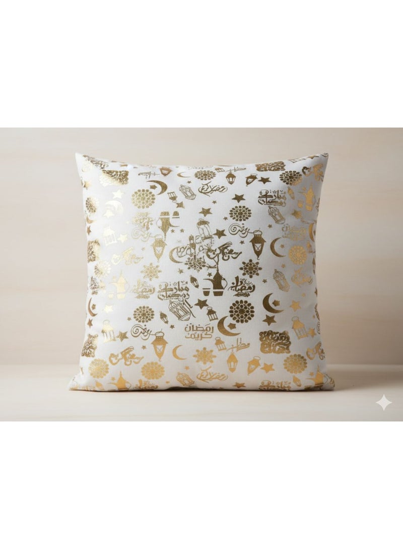 Printed velvet cushion, 2-piece set, Ramadan pillowcase, white 40*40 cm - Image 2