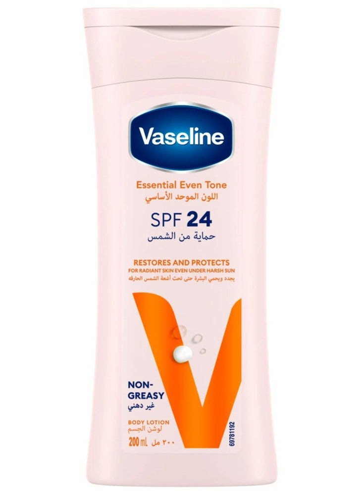 Essential Even Tone Body Lotion with SPF 24 Protection for Radiant Skin 200mL