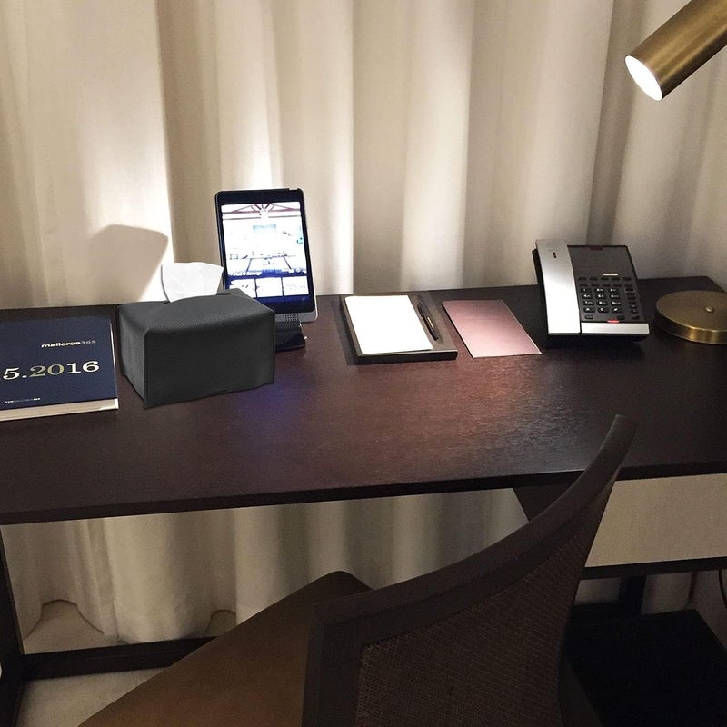 Livelab Tissue Box Cover, Modern Decorative PU Leather Rectangular Tissue Box Case Organizer Holder for Vanity Countertop, Night Stands, Livingroom, Office Desk & Car 9.5X5X5'' | Black - Image 3