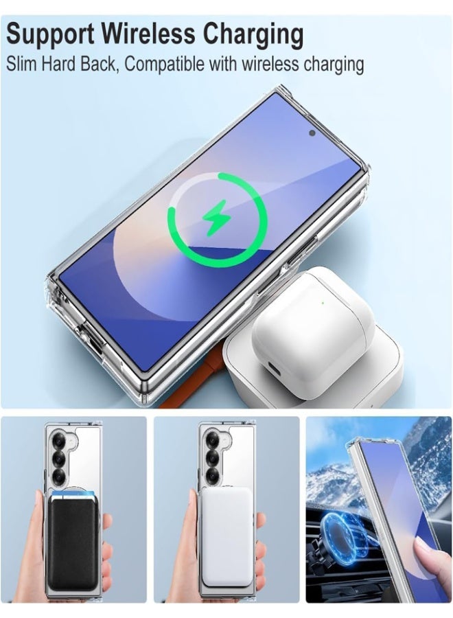 Magsafe Case for Samsung Galaxy Z Fold 6 Magsafe Clear Cover Magnetic Wireless Charging Support, Shockproof Protection, Scratch-Resistant for Samsung Galaxy Z Fold 6 - Clear - Image 4