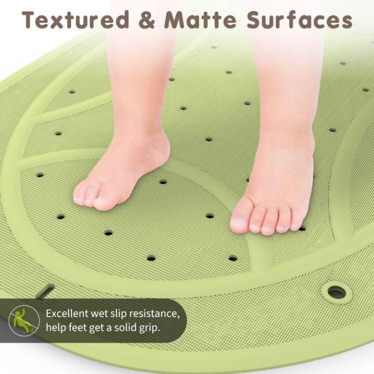 JOYCANO Bath Mat for Tub Non Slip Baby, 30"x18" Bathtub Mat Non Slip Kids, Shower Mat Natural Rubber no Odors, Textured Surface and Strong Suction Cups for Double Anti-Slip, Easy to Clean, Green - Image 3