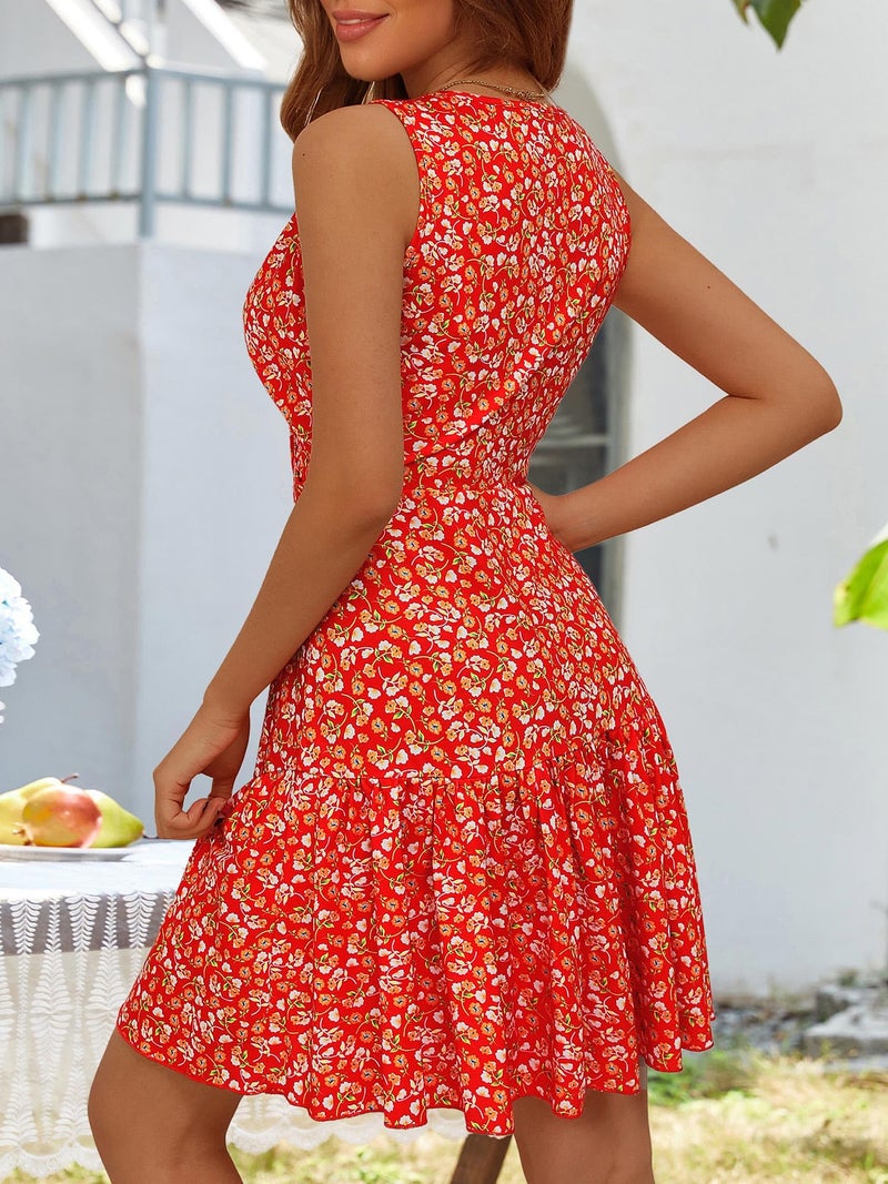 FENSACE Beach Dresses for Women 2025 Vacation Sexy V Neck Womens Sundresses Birthday Dress(Floral-15,Small) - Image 5