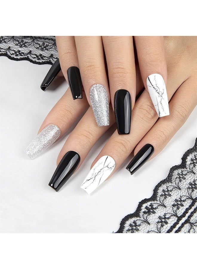 RARJSM Black and White Gel Nail Polish 15ml Large Capacity Soak Off UV LED Curing Required for French Manicure Salon DIY at Home 2pcs Set