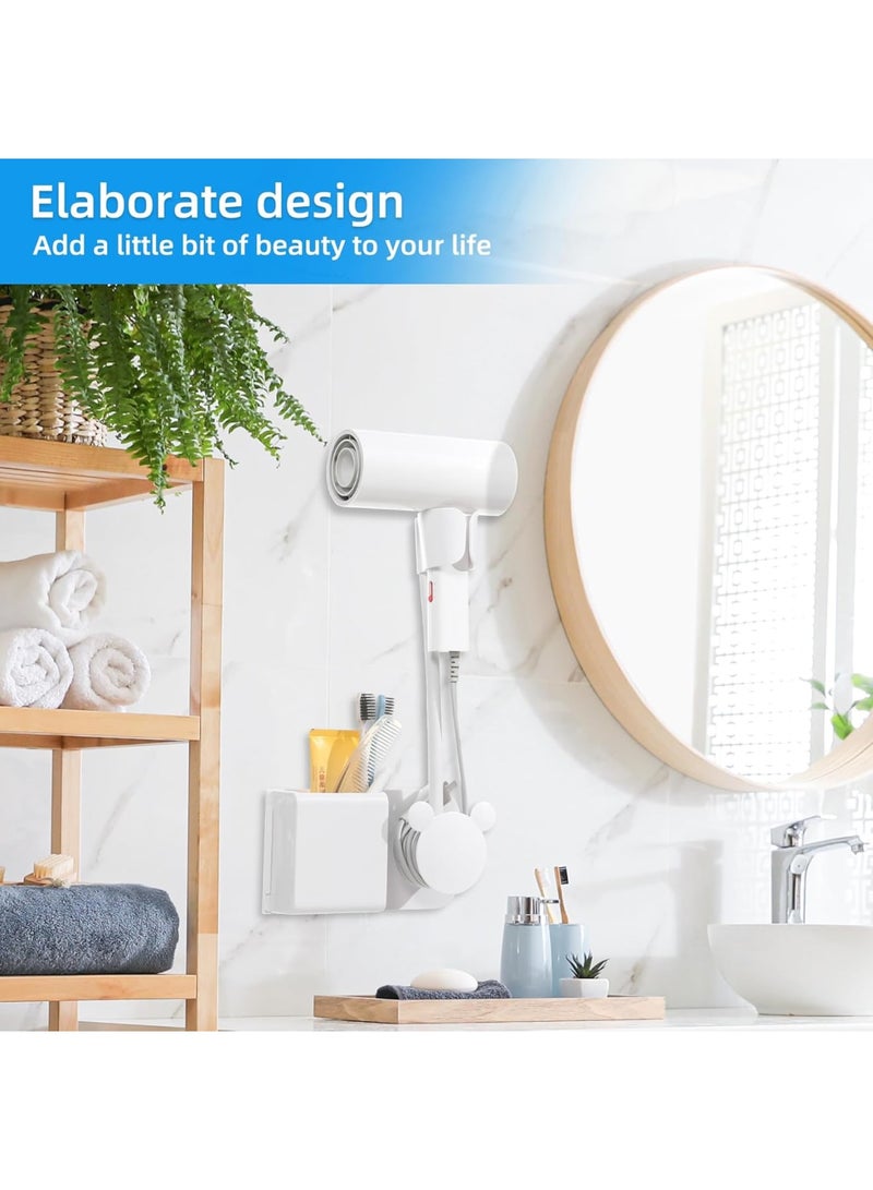 SOLARAE Hair Dryer Holder, Bathroom Wall Mount Hair Care and Styling Storage Basket for Hair Dryer, for Hair Dryer, Flat Iron, Curling Wand, Hair Straightener Brushes, White - Image 3