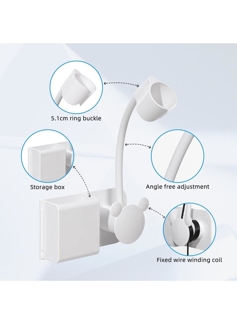 SOLARAE Hair Dryer Holder, Bathroom Wall Mount Hair Care and Styling Storage Basket for Hair Dryer, for Hair Dryer, Flat Iron, Curling Wand, Hair Straightener Brushes, White - Image 2