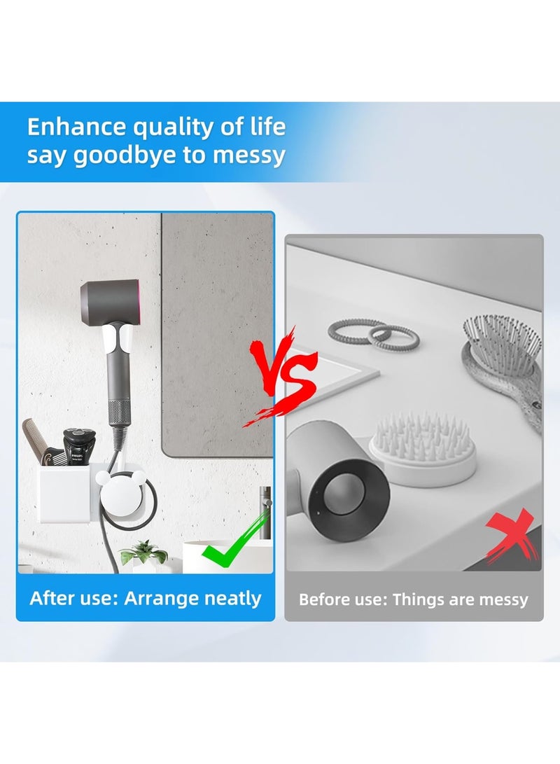 SOLARAE Hair Dryer Holder, Bathroom Wall Mount Hair Care and Styling Storage Basket for Hair Dryer, for Hair Dryer, Flat Iron, Curling Wand, Hair Straightener Brushes, White - Image 4