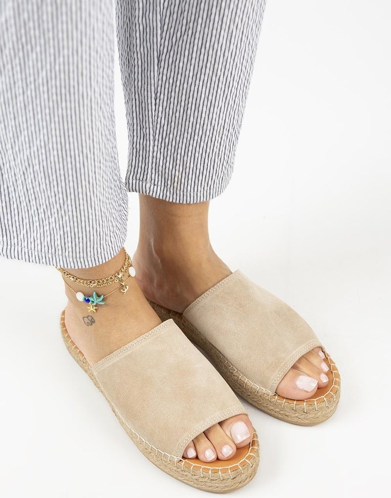 Manijero Manjero Galena 2 Women's Leather Genuine Leather Single Tape Beige Slippers - Image 4