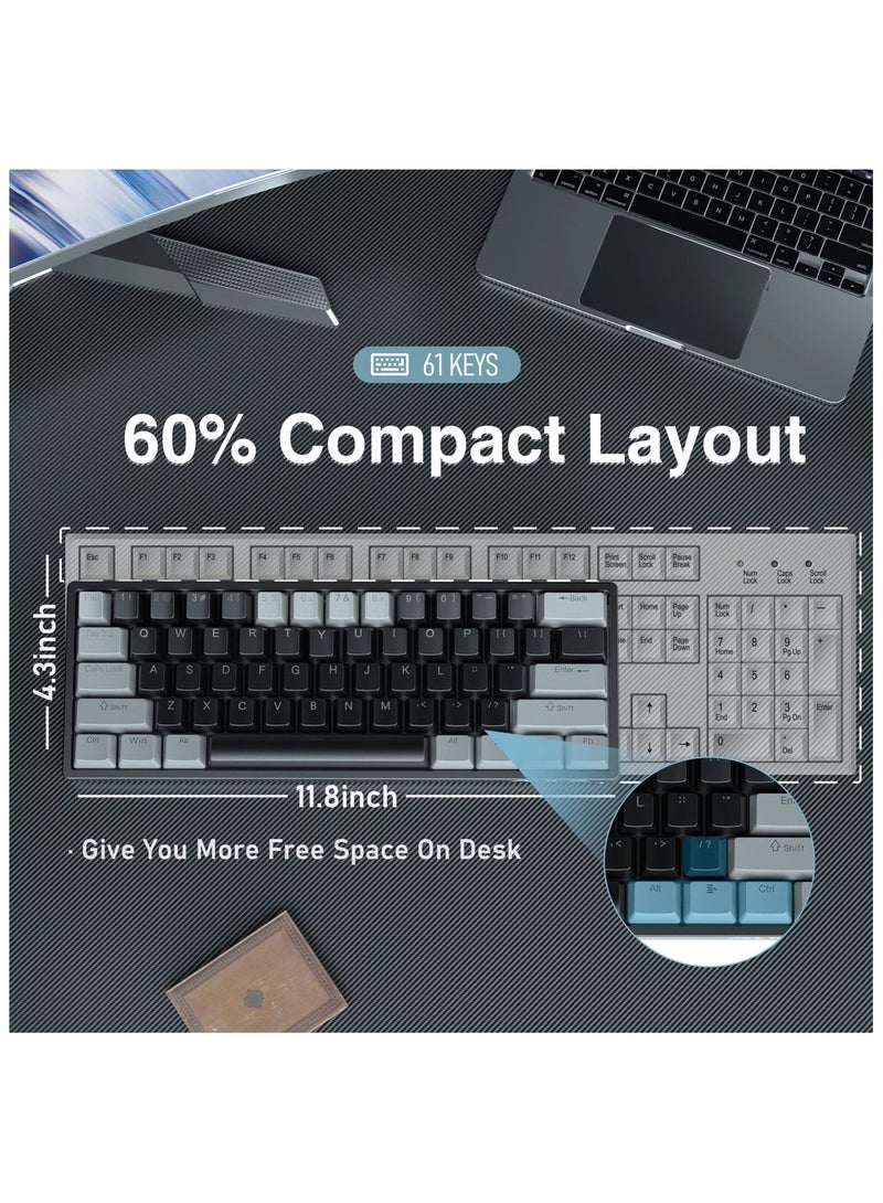 AULA F3261 61 Keys Wired Mechanical Keyboard RGB Hot Swappable Compact Gaming Keyboards LED Backlit Keyboard Type-C Mode (Black Grey - Brown Swtich) - Image 2