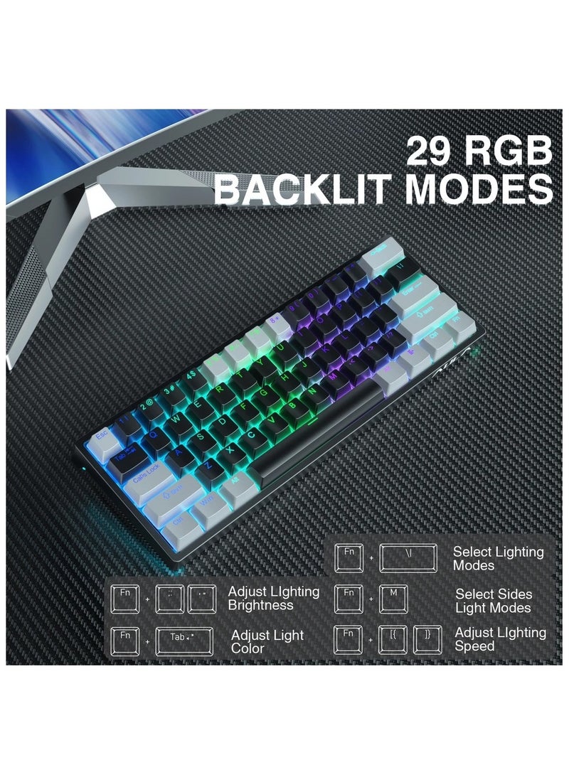 AULA F3261 61 Keys Wired Mechanical Keyboard RGB Hot Swappable Compact Gaming Keyboards LED Backlit Keyboard Type-C Mode (Black Grey - Brown Swtich) - Image 5
