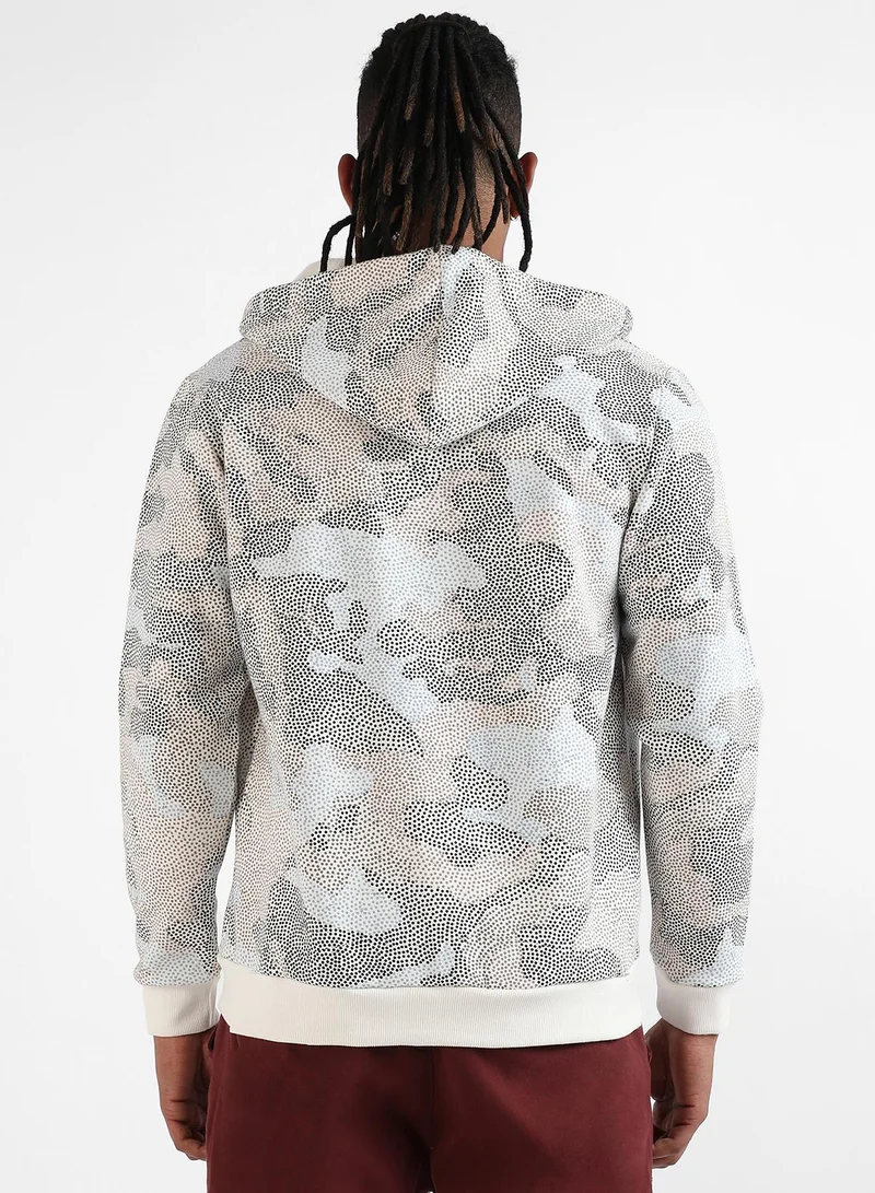 Campus Sutra Men's Grey & Beige Abstract Dotted Sweatshirt
