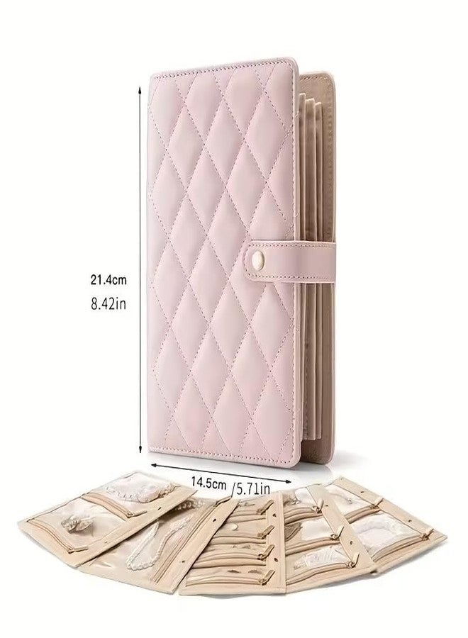 AARUX Travel Jewelry Organizer Case for Women | Foldable PU Leather Jewelry Storage Book with Clear Zipper Pouches | Portable Jewelry Case for Rings, Necklaces, Earrings & Bracelets - Image 5
