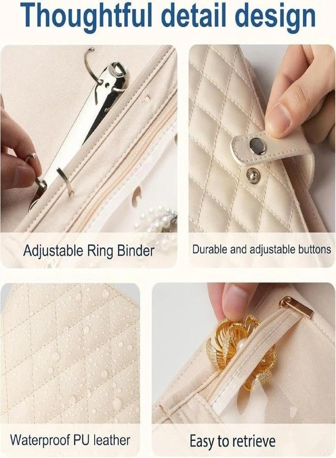 AARUX Travel Jewelry Organizer Case for Women | Foldable PU Leather Jewelry Storage Book with Clear Zipper Pouches | Portable Jewelry Case for Rings, Necklaces, Earrings & Bracelets - Image 3