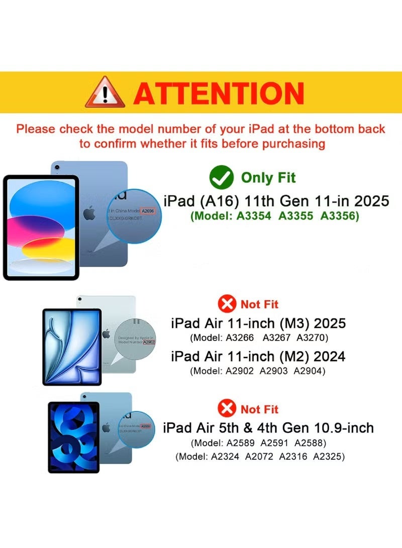 YoYoTech Case for iPad (A16) 11th 11 inch 2025 Gen iPad 11 Case Built-in Pencil Holder Flexible Back Cover,Trifold Stand,Auto Sleep Wake Rebound Series for iPad 11th Gen 11" 2025 A3354,A3355, A3356 -- Pink - Image 3