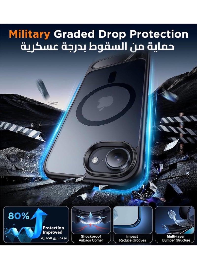 ايليجو جراب لموبايل ايفون 16e من، متوافق مع ماج سيف، غطاء مغناطيسي مع حامل غير مرئي، جراب موبايل حماية ضد الصدمات، جراب خلفي بمسند غير لامع لموبايل ابل 16e 6.1 بوصة (2025) (اسود) - Image 2