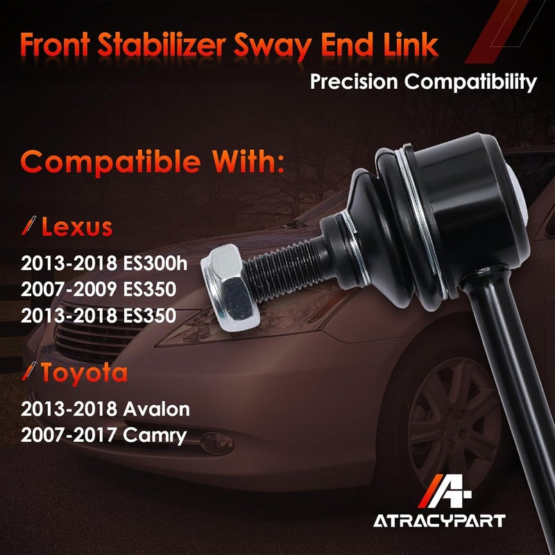 ATRACYPART وصلة شريط التوازن الأمامي / شريط التأرجح الأمامي متوافقة مع لكزس ES300h 2013-2018، لكزس ES350 2007-2018، تويوتا أفالون 2013-2018، تويوتا كامري 2007-2017 K750123 قطعتان - Image 2