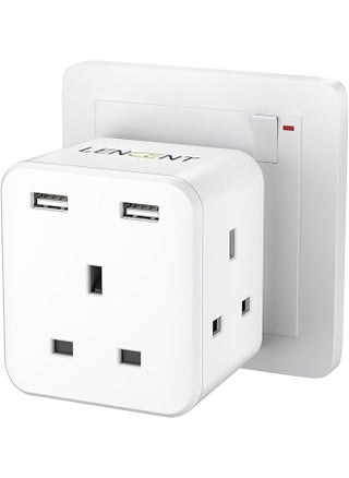 LENCENT Multi Plug Extension with 2 USB, 3 Way 3 Plugs Socket adapter, 5-in-1 Cube Electrical Extender Outlet Adaptor, USB Wall Charger, 3 Pin Plug Expander for Home, Office, Kitchen, 13A 3250W - pzsku/Z5EEF1E2C5ABE42D6E161Z/45/_/1741964873/e2bba0bd-a20e-45c8-96d2-831e30332ddd