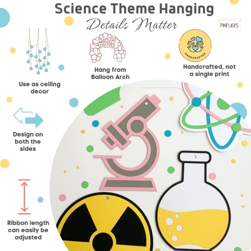 Pinfliers Science Theme Paper Hangings, 6 Pieces, Yellow, Green, Pink, Blue - Image 2
