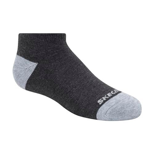 Skechers 10 Pack Boys' No Show Socks, Grey/Black, 5-6.5 - Image 4