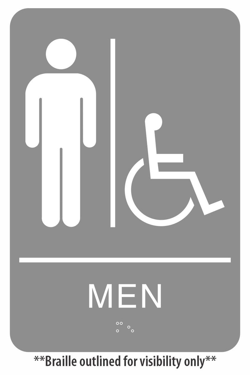 Headline Sign 5218 Wheelchair Accessible Men's Restroom ADA Sign with Grade 2 Braille and Tactile Graphics, 6" x 9", Gray/White, Made in USA - Image 4