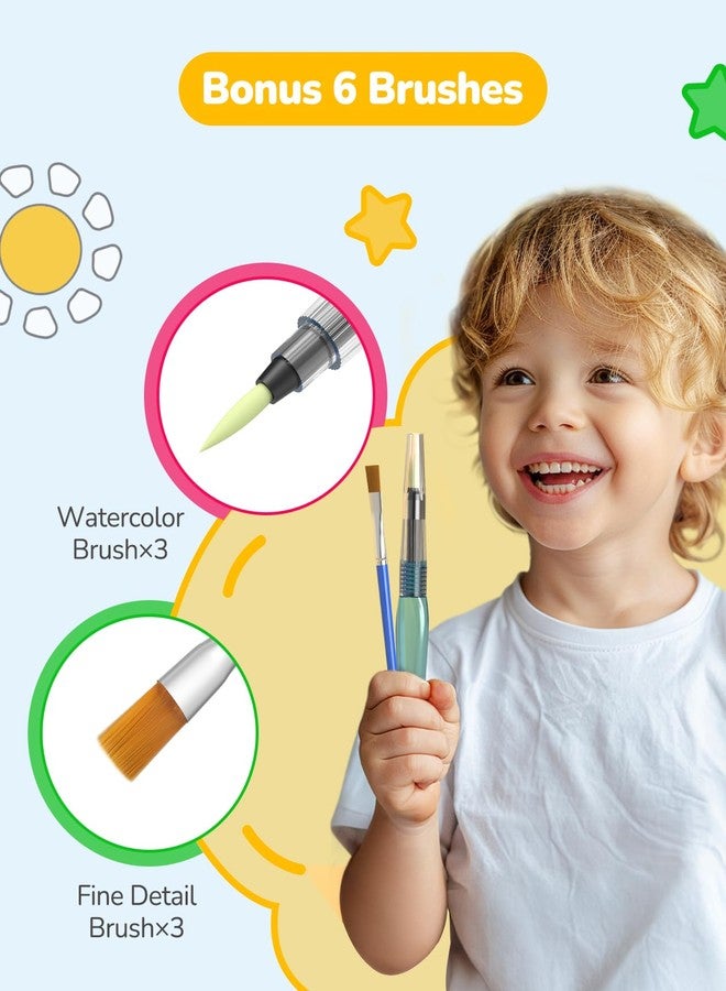 TECJOE 3 Pack Coloring and Water Painting Books for Toddlers, Watercolour Paint Set with 6 Brushes, Painting Activity for Kids, Educational and Craft Toy Gift, Princess, Forest and Sea - Image 4