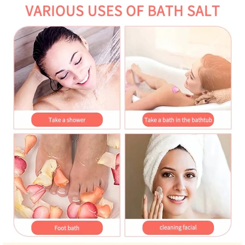Pink Square Aromatic Lavender  Rose Detoxifying Bath Salt Crystal And Bath  For Muscle Relief Relieves Aches  Pain  Soothing  Relaxation  Pedicure  Manicure Salt Each 200g Combo of 3 - Image 4