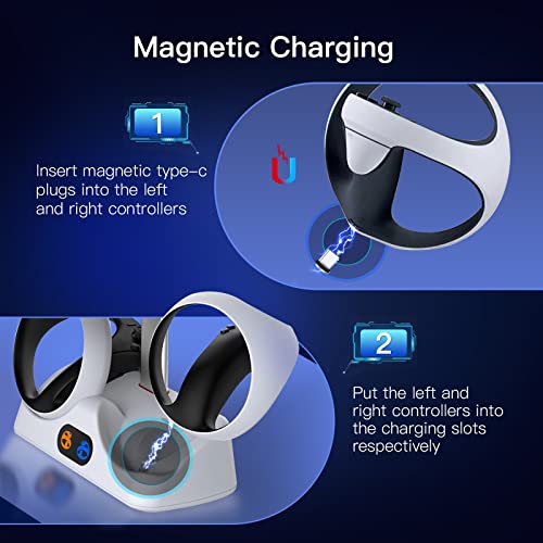 Nargos Charging Station for PS VR2 Sense Controllers with Headset Holder, Nargos Virtual Reality Charger Stand Dock PSVR2 Headset Display Accessories - Image 3