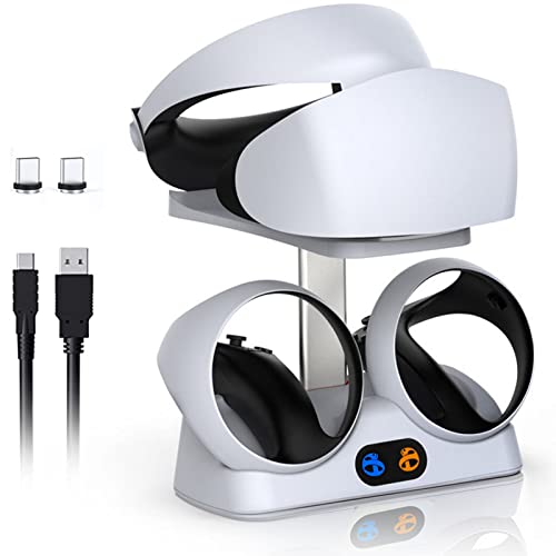 Nargos Charging Station for PS VR2 Sense Controllers with Headset Holder, Nargos Virtual Reality Charger Stand Dock PSVR2 Headset Display Accessories - Image 1