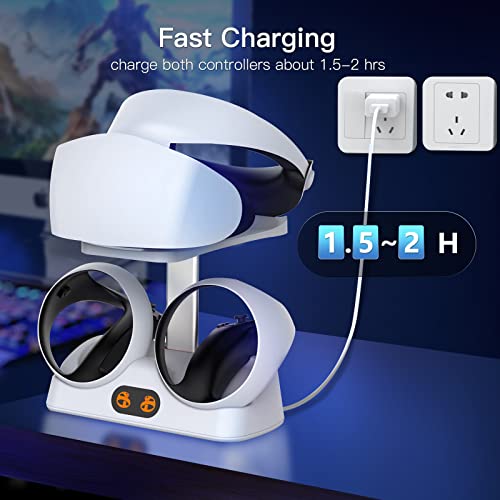 Nargos Charging Station for PS VR2 Sense Controllers with Headset Holder, Nargos Virtual Reality Charger Stand Dock PSVR2 Headset Display Accessories - Image 2