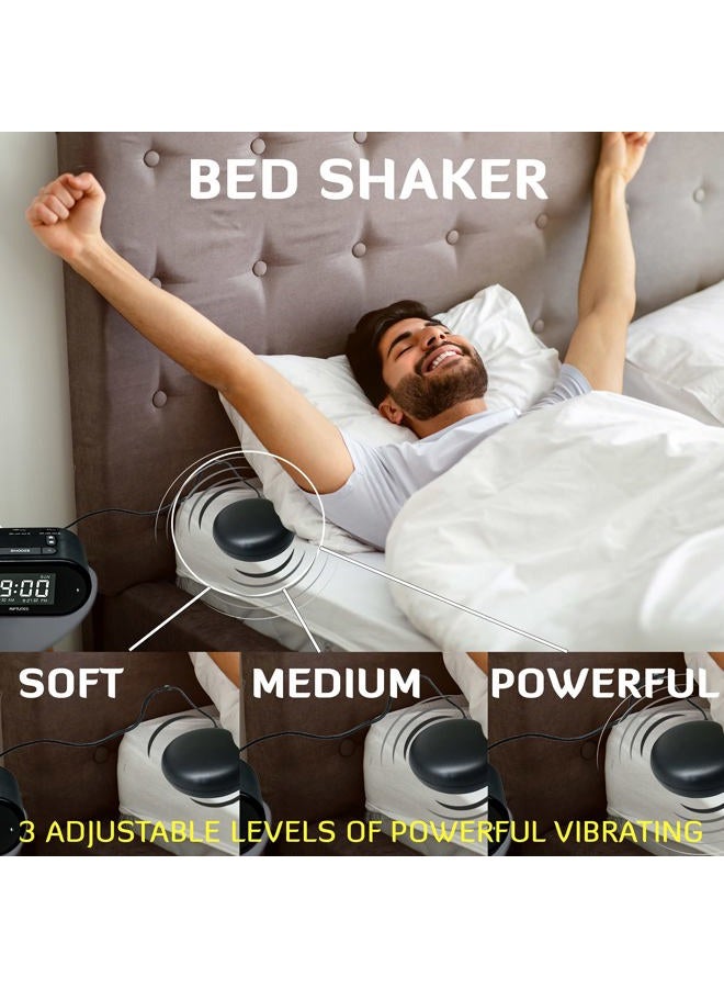 Riptunes Loud Alarm Clock with Bed Shaker for Heavy Sleepers for Bedroom, Dual Alarm w/Weekday & Weekend Settings, Full Range Dimmer 0-100%, USB Charging Port, Snooze Button, Easy Set UP Black - Image 4