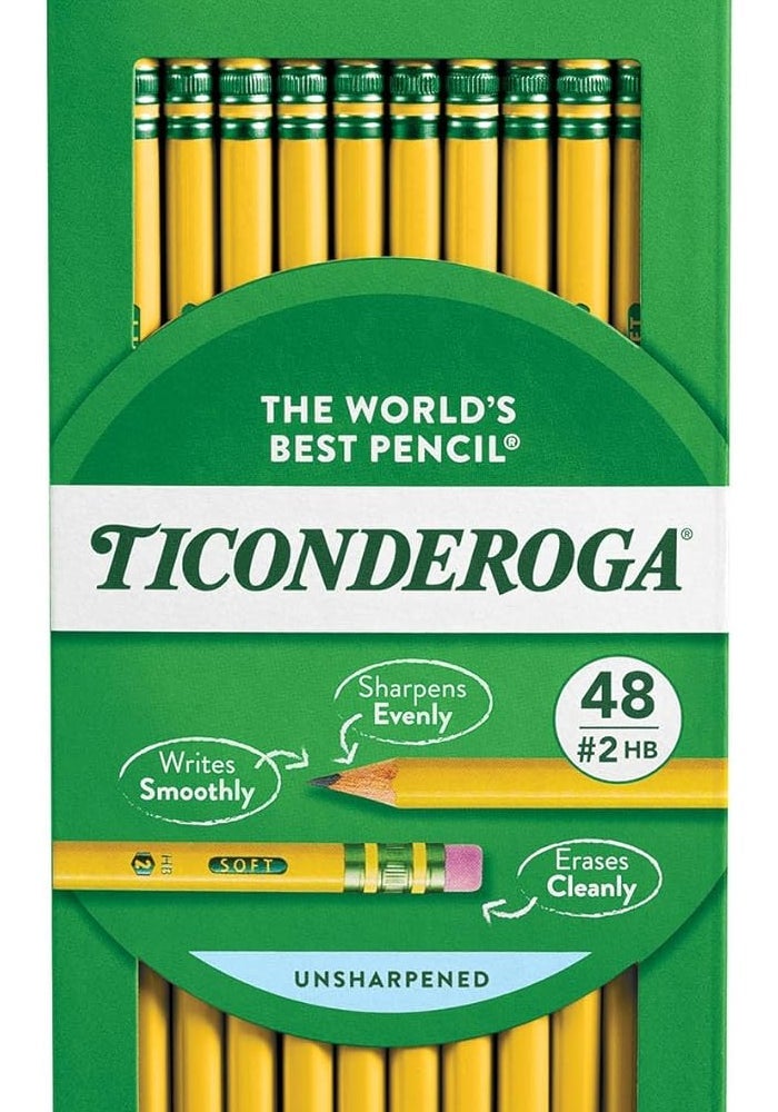 Ticonderoga Wood-Cased Graphite Pencils, 48 Count, #2 HB Soft - Image 1