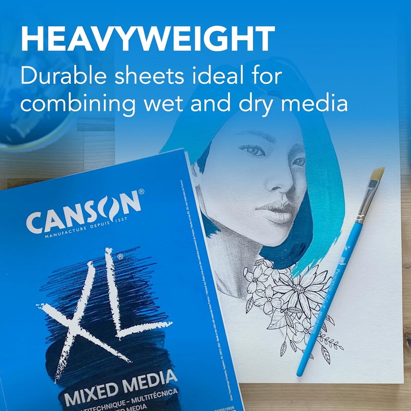 Canson XL Series Mixed Media Pad Side Wire 9x12 inches 60 Sheets Heavyweight Art Paper for Watercolor Gouache Marker Painting Drawing Sketching - Image 2