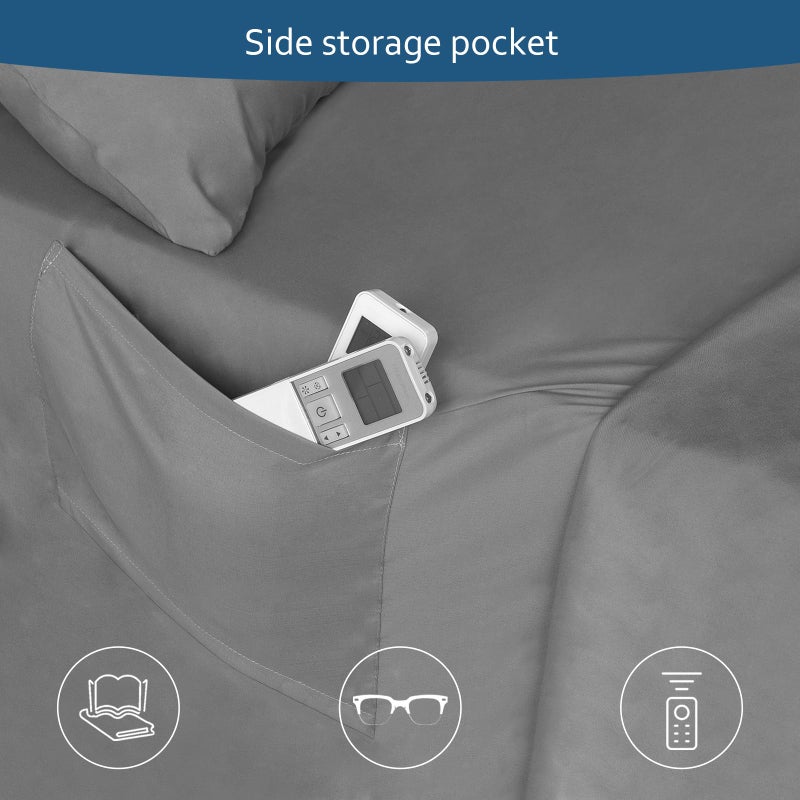 Moonsea Air Mattress Queen Sheet Set Deep Pocket Queen Sheets - 4 Piece Bed Sheets Queen Size Fade Resistant Fits 16in to 24in Pillow Top Air Bed Mattress - Grey - Image 3