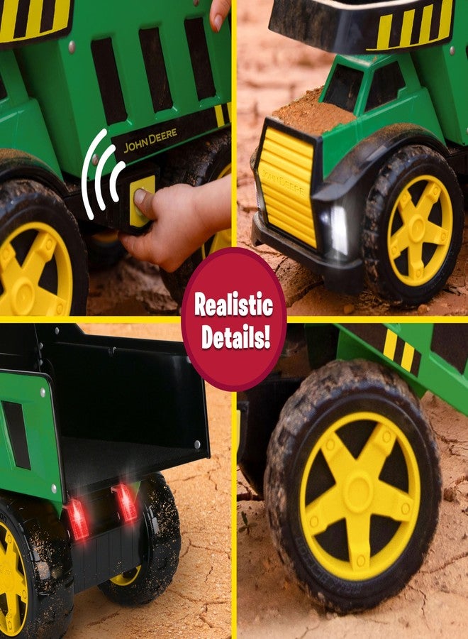John Deere 16" Steel Dump Truck, Realistic Lights & Sounds, Heavy Duty Metal Truck Bed, Extra Large Wheels, Rugged Construction Vehicle Toy for Kids, Ages 3+, Indoor and Outdoor Play - Image 4