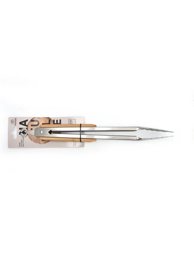 PARFAIT Stainless Steel Food Tong with Bamboo Handle Silver and Brown 3.7 x 3.8 x 34.3 cm N-D427KA0090