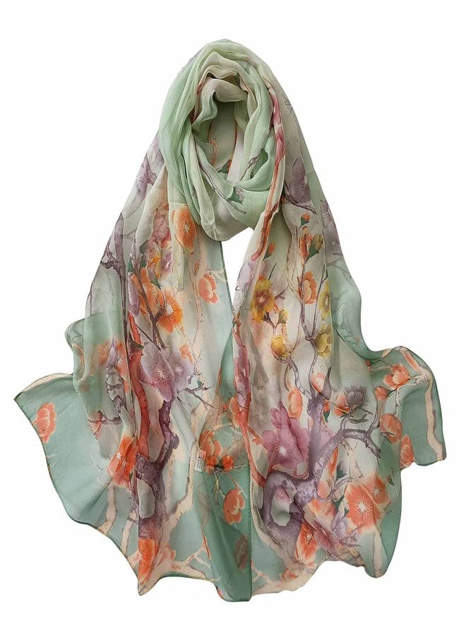 Acotavie أوشحة أكوتافي النسائية خفيفة الوزن بنقشة زهور، أوشحة أنيقة، أوشحة واقية من الشمس، شالات، مقاس U&13، 160 × 50 سم - Image 1