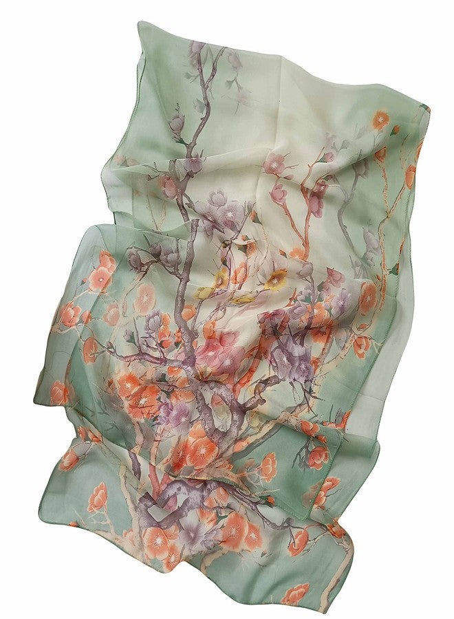 Acotavie أوشحة أكوتافي النسائية خفيفة الوزن بنقشة زهور، أوشحة أنيقة، أوشحة واقية من الشمس، شالات، مقاس U&13، 160 × 50 سم - Image 3