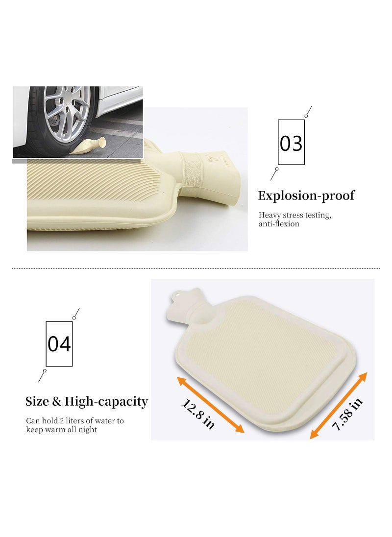 SYOSI 2 Pcs Hot Water Bottles with Removable Knitted Cover 2L Washable Comfortable Natural Rubber Warm Bag for Neck and Shoulders Back Legs Waist Foot Bed Warmer Pain Relief Cold Therapy  - Image 4