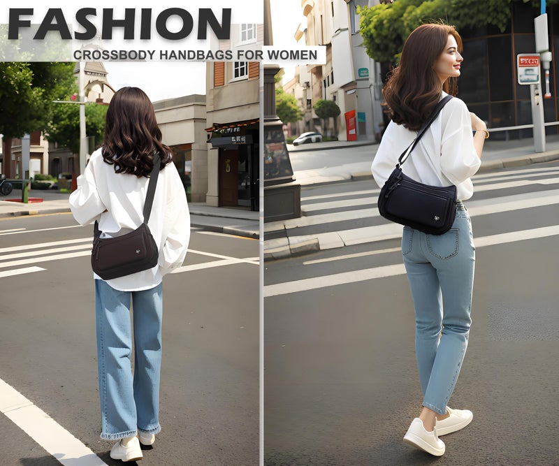 Pealwel Casual Crossbody Bag with Anti Theft Pocket - Women Lightweight Water-Resistant Purse Bag (Black) - Image 2